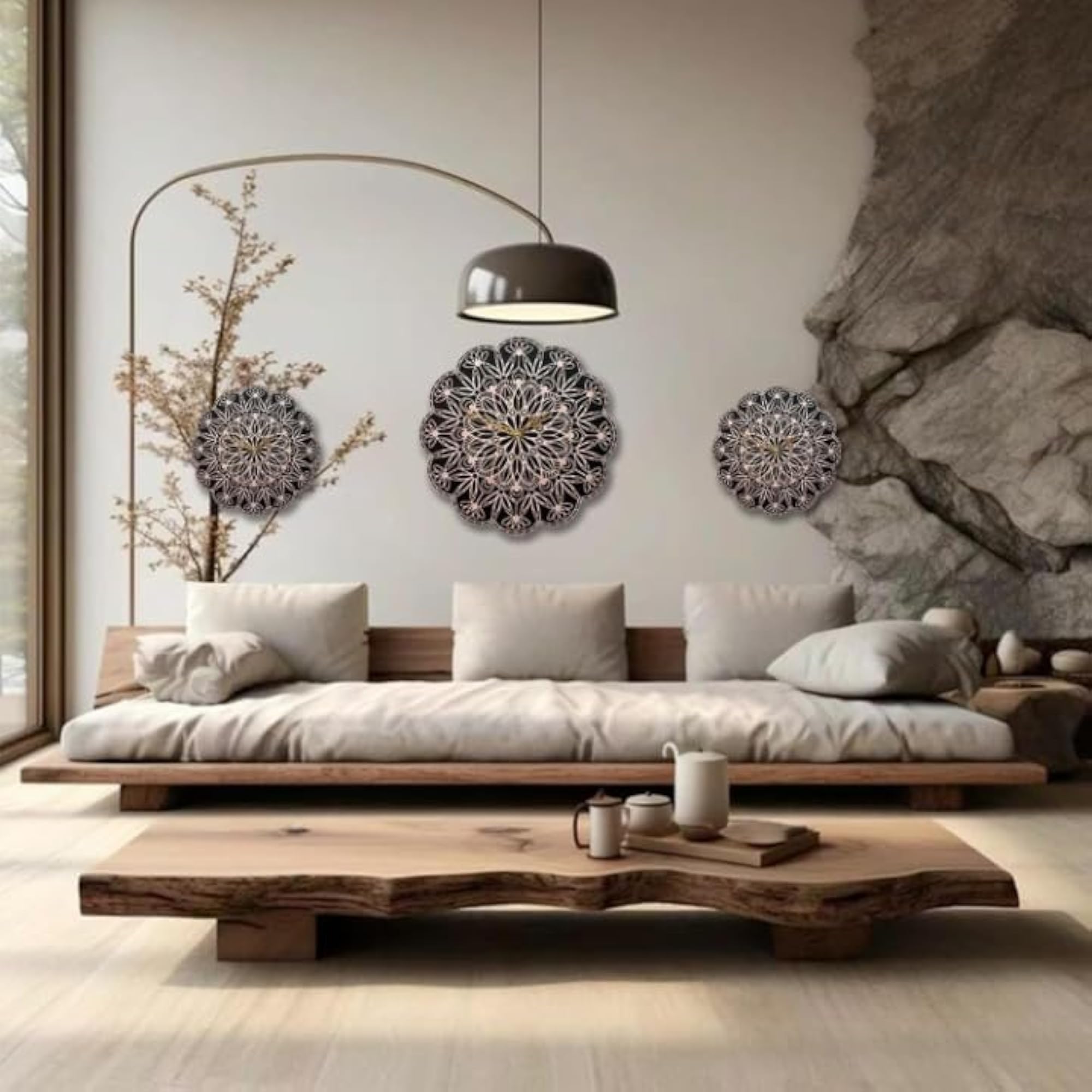 Mandala Wooden Wall Clock with Decorative Design